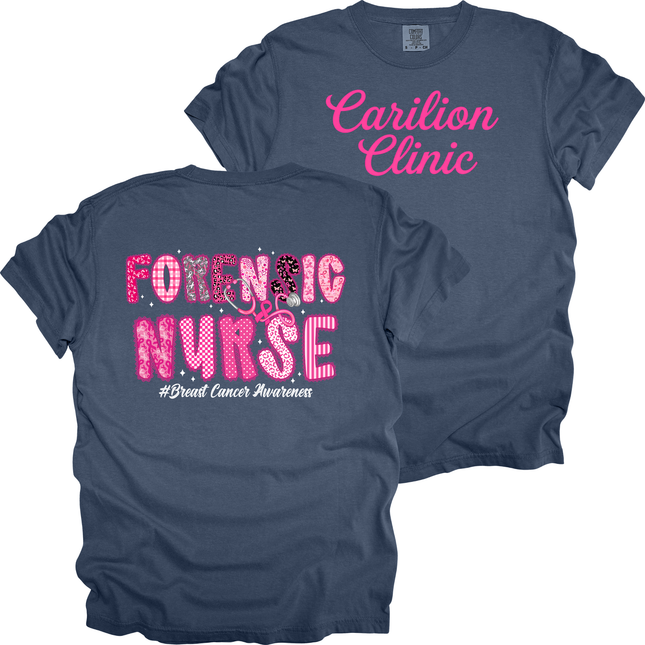 Carilion Clinic Pink Cursive Breast Cancer Awareness per Title- Comfort Colors T-Shirt