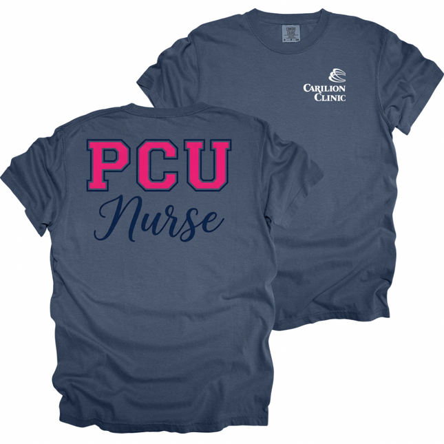 Carilion Clinic Varsity Hot Pink Departments- Comfort Colors T-Shirt