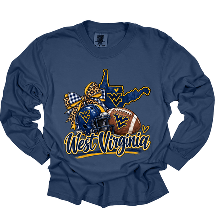 West Virginia Football- Comfort Colors T-Shirt and Long Sleeve