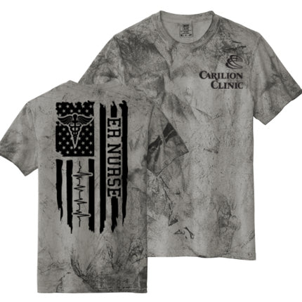 Carilion Clinic with American Flag ER Nurse - T-Shirt Short Sleeve