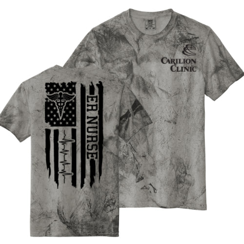 Carilion Clinic with American Flag ER Nurse - T-Shirt Short Sleeve