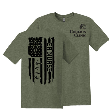 Carilion Clinic with American Flag ER Nurse - T-Shirt Short Sleeve