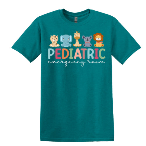 Pediatric Emergency Room Nurse with Animals - Short Sleeve T-Shirt