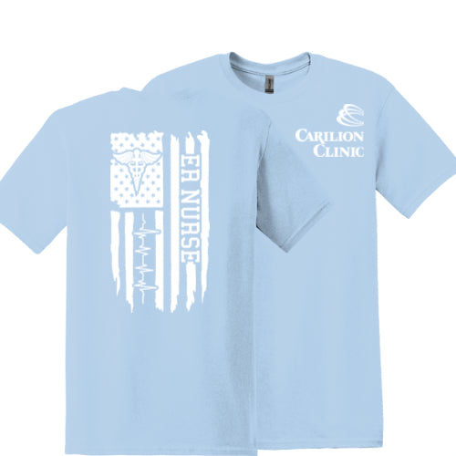 Carilion Clinic with American Flag ER Nurse - T-Shirt Short Sleeve