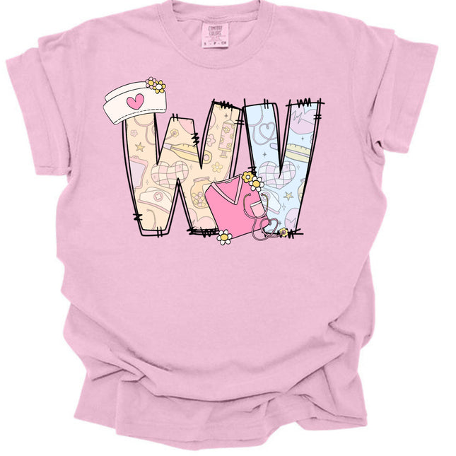 Animated WV Letters for the Nurse - Comfort Colors T-Shirt