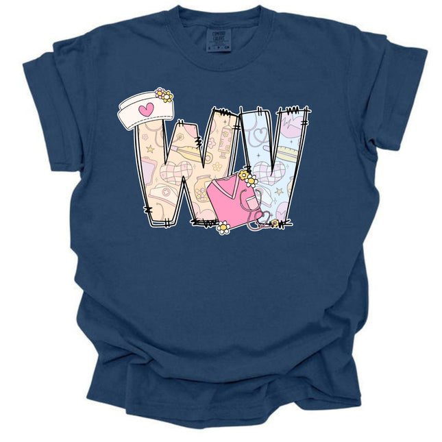 Animated WV Letters for the Nurse - Comfort Colors T-Shirt