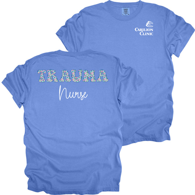 Spring Flowers Nurse with Department- Comfort Colors T-Shirt