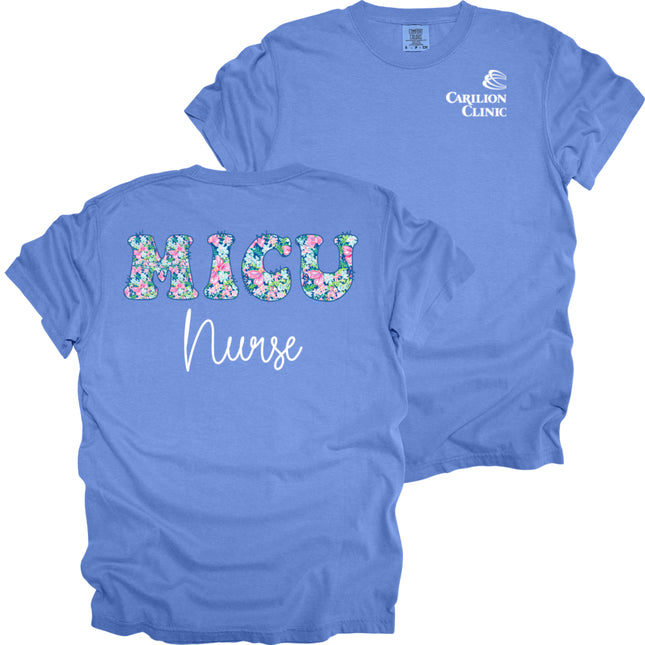 Spring Flowers Nurse with Department- Comfort Colors T-Shirt