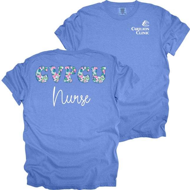 Spring Flowers Nurse with Department- Comfort Colors T-Shirt