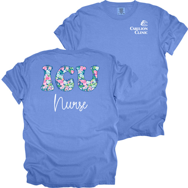 Spring Flowers Nurse with Department- Comfort Colors T-Shirt