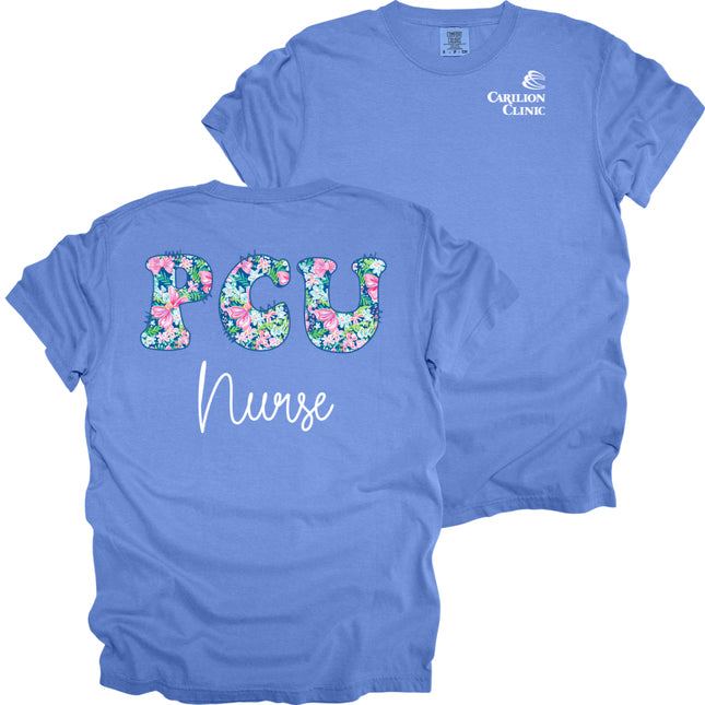 Spring Flowers Nurse with Department- Comfort Colors T-Shirt