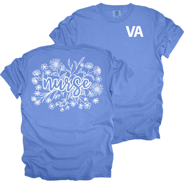 VA Nurse with Wildflowers - Comfort Colors T-Shirt