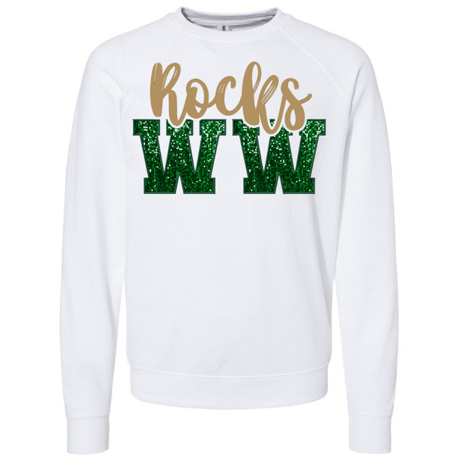 "WW" Green Glitter Letters