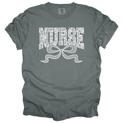 Lace Nurse with Bow- Comfort Colors T-Shirt