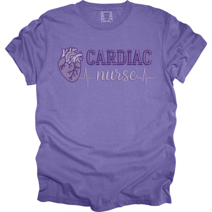 Faux Embroidery Cardiac Nurse - Comfort Colors T-Shirt