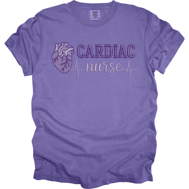 Faux Embroidery Cardiac Nurse - Comfort Colors T-Shirt