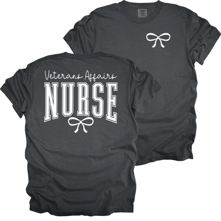 Veterans Affairs Bold Nurse with Bow - Comfort Colors T-Shirt