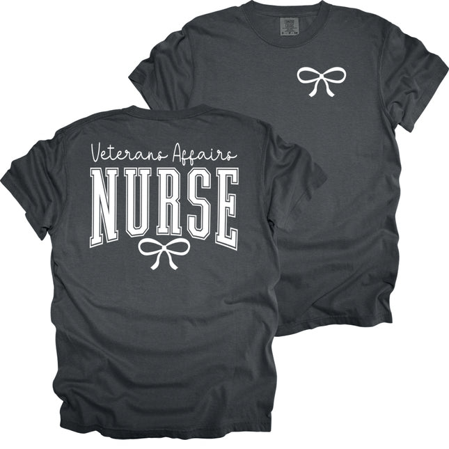 Veterans Affairs Bold Nurse with Bow - Comfort Colors T-Shirt