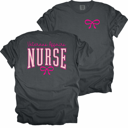 Veterans Affairs Bold Nurse with Bow - Comfort Colors T-Shirt