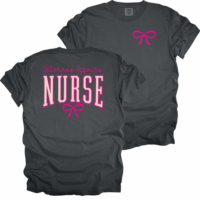 Veterans Affairs Bold Nurse with Bow - Comfort Colors T-Shirt