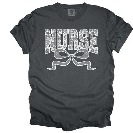 Lace Nurse with Bow- Comfort Colors T-Shirt