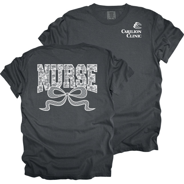 Carilion Clinic Lace Nurse with Bow- Comfort Colors T-Shirt