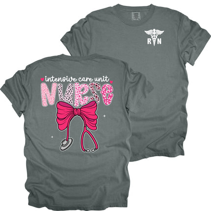 Pink Leopard Nurse with RN Caduceus - Comfort Colors T-Shirt