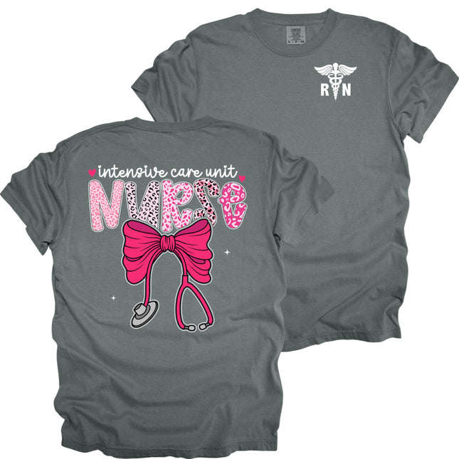 Pink Leopard Nurse with RN Caduceus - Comfort Colors T-Shirt