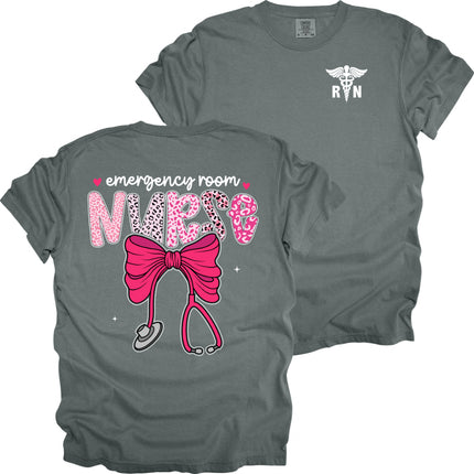Pink Leopard Nurse with RN Caduceus - Comfort Colors T-Shirt