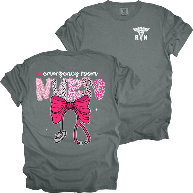 Pink Leopard Nurse with RN Caduceus - Comfort Colors T-Shirt