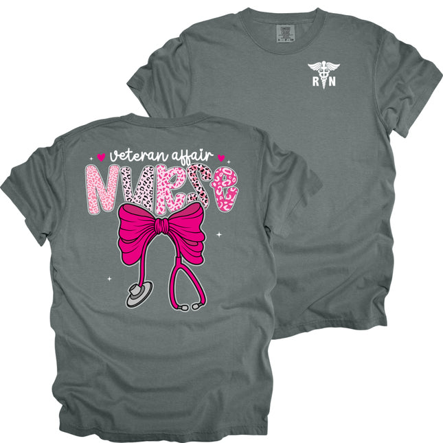 Veteran Affairs Pink Leopard Nurse - Comfort Colors T-Shirt