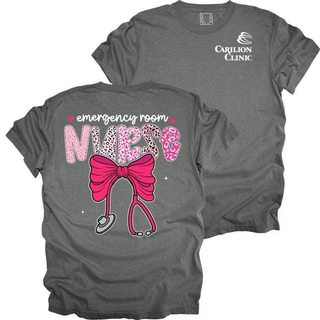 Carilion Clinic Pink Leopard Nurse - Comfort Colors T-Shirt