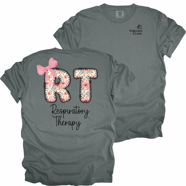 Carilion Clinic Respiratory Therapy Pink Spring Design - Comfort Colors T-Shirt