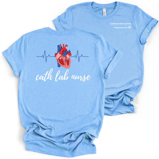 Carilion Clinic Cath Lab Nurse with Heartbeat and Heart - Bella and Canvas - T-Shirt