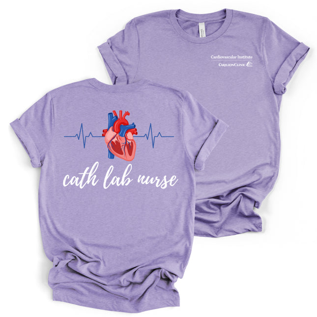 Carilion Clinic Cath Lab Nurse with Heartbeat and Heart - Bella and Canvas - T-Shirt
