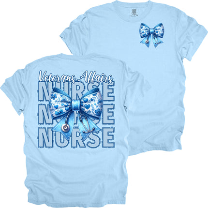 Veterans Affairs Nurse with Blue Bow - Comfort Colors T-Shirt