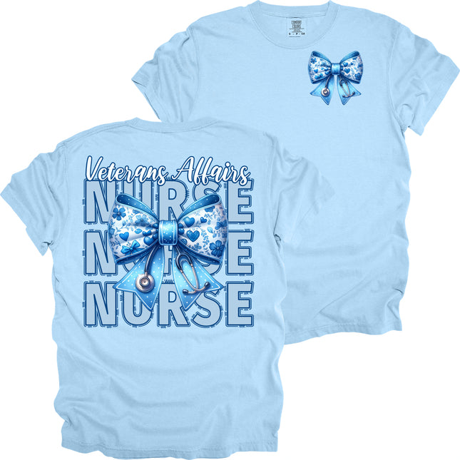 Veterans Affairs Nurse with Blue Bow - Comfort Colors T-Shirt