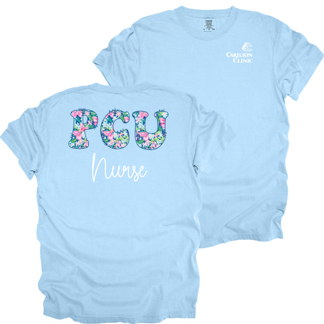 Spring Flowers Nurse with Department- Comfort Colors T-Shirt