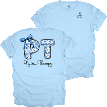 Carilion Clinic Physical Therapy Floral Blue Design - Comfort Colors T-Shirt