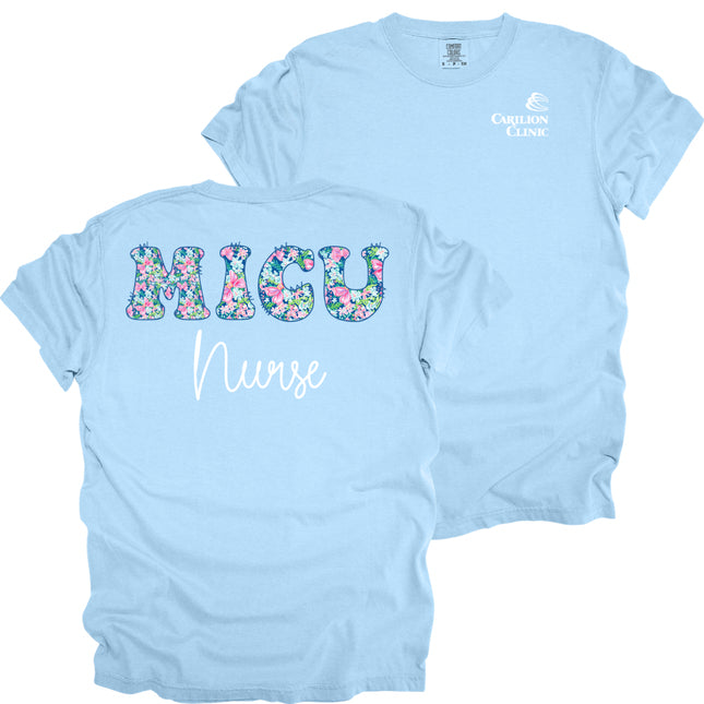 Spring Flowers Nurse with Department- Comfort Colors T-Shirt