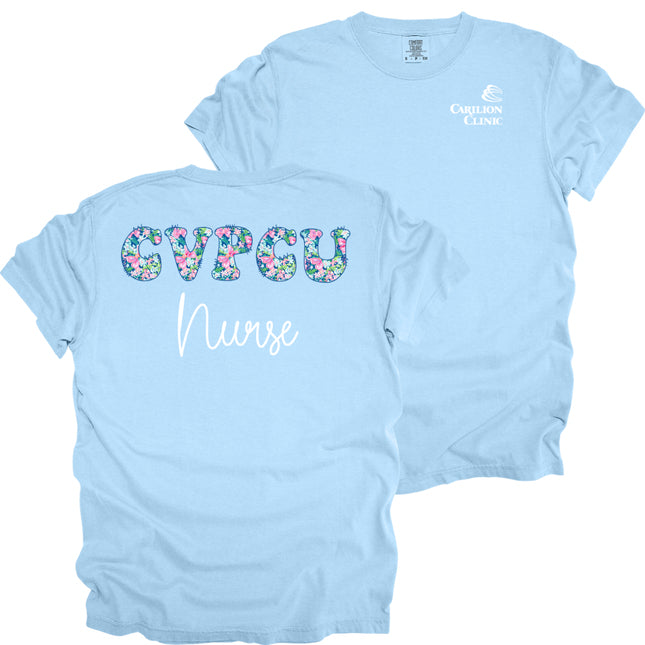 Spring Flowers Nurse with Department- Comfort Colors T-Shirt