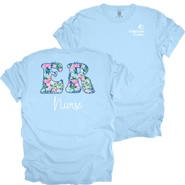 Spring Flowers Nurse with Department- Comfort Colors T-Shirt