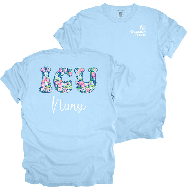 Spring Flowers Nurse with Department- Comfort Colors T-Shirt