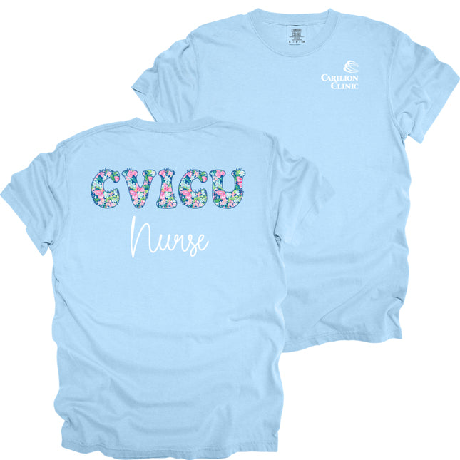 Spring Flowers Nurse with Department- Comfort Colors T-Shirt
