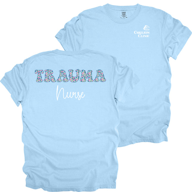 Spring Flowers Nurse with Department- Comfort Colors T-Shirt