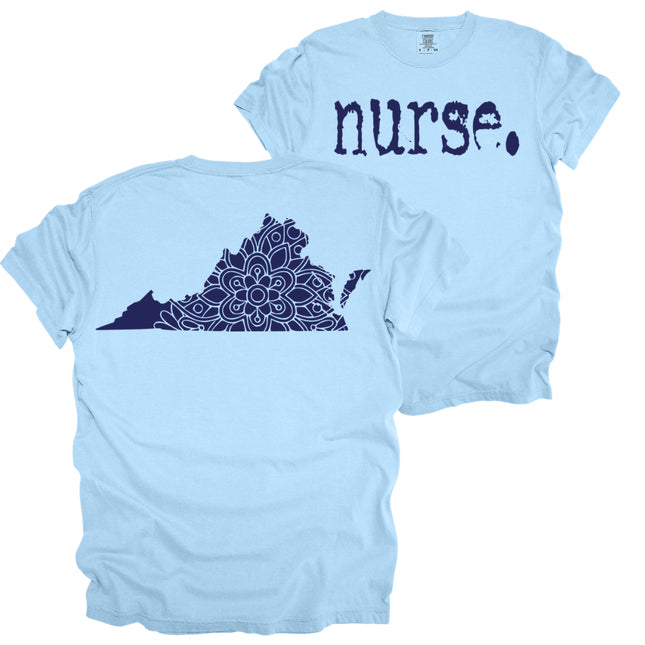 Typewriter Nurse with Virginia State on back - Comfort Colors