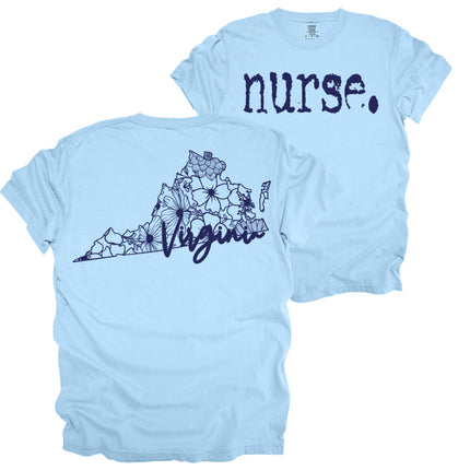 Typewriter Nurse with Virginia State on back - Comfort Colors