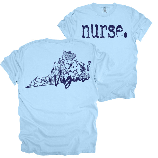 Typewriter Nurse with Virginia State on back - Comfort Colors