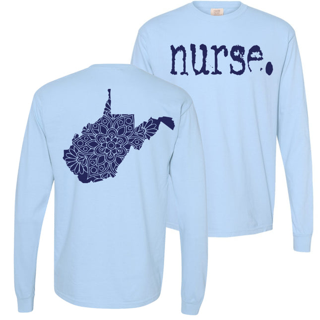 Typewriter Nurse with West Virginia State on back - Comfort Colors
