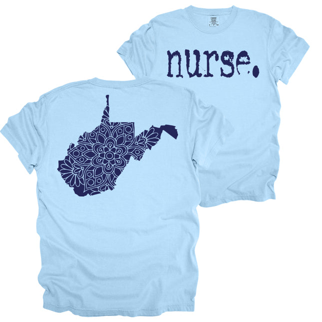 Typewriter Nurse with West Virginia State on back - Comfort Colors
